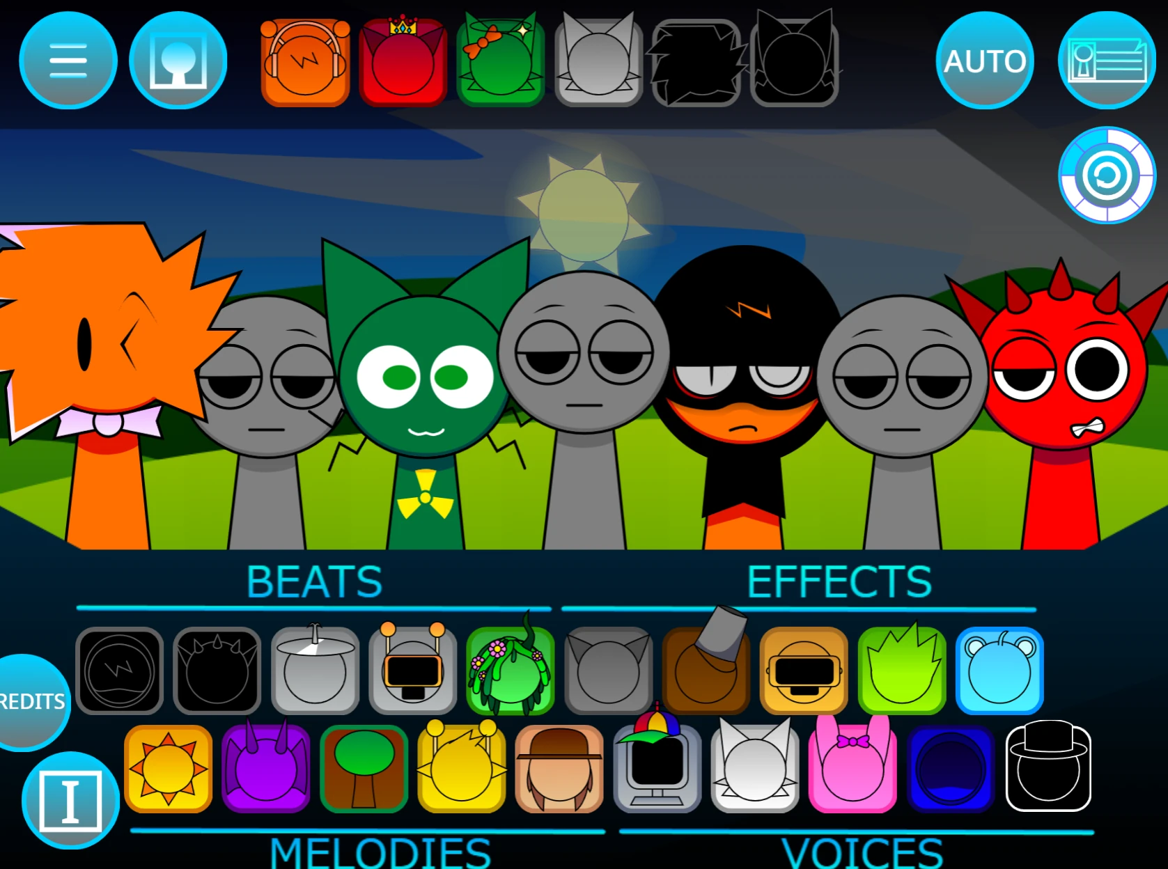 Dark interface Sprunki MSI Horror Mode gameplay
