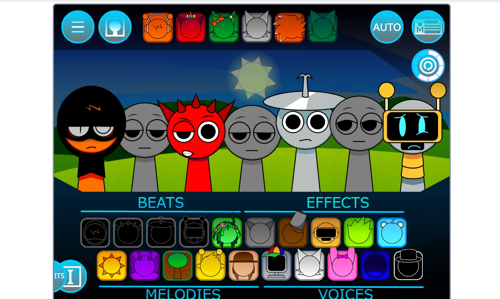 Sound library in Sprunki MSI New Update game