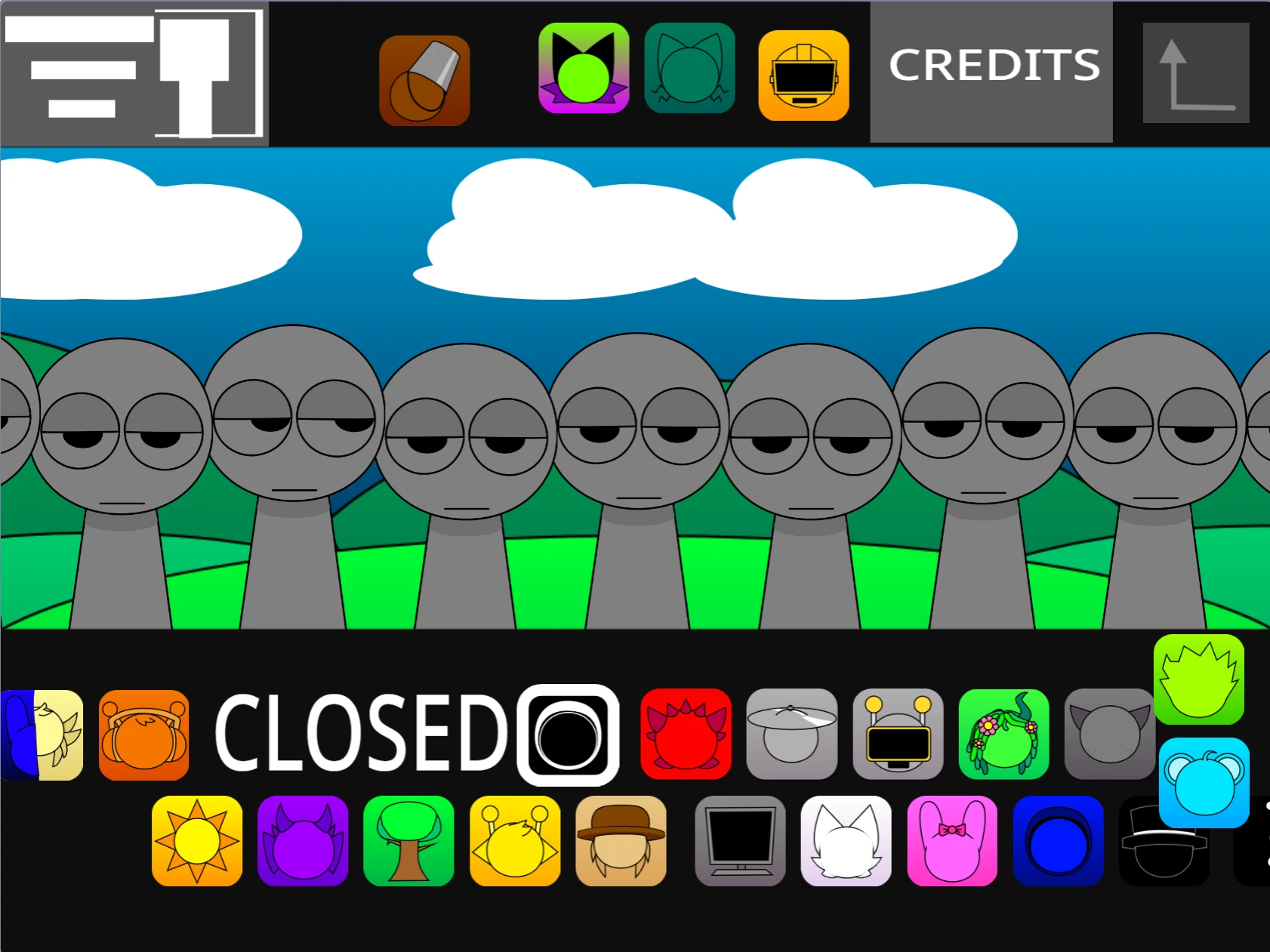Sprunki MSI Pyramixed 0.9 gameplay showing character selection