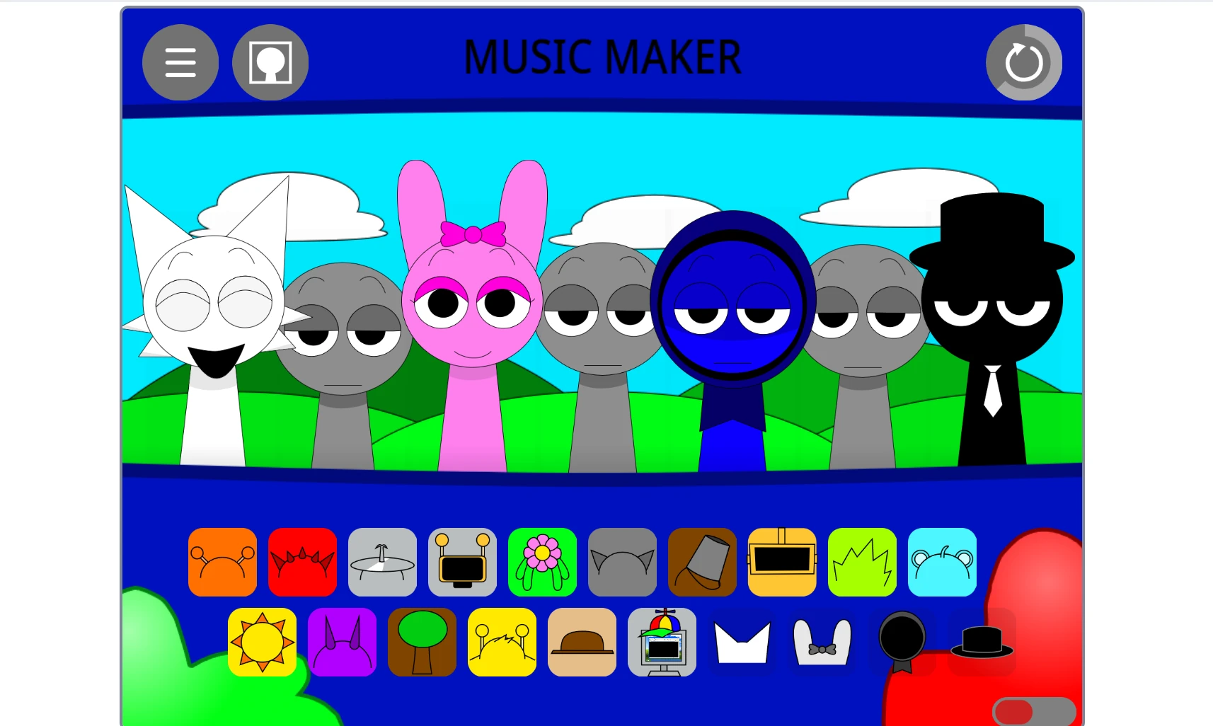 Sound selection options in Music Maker Edition