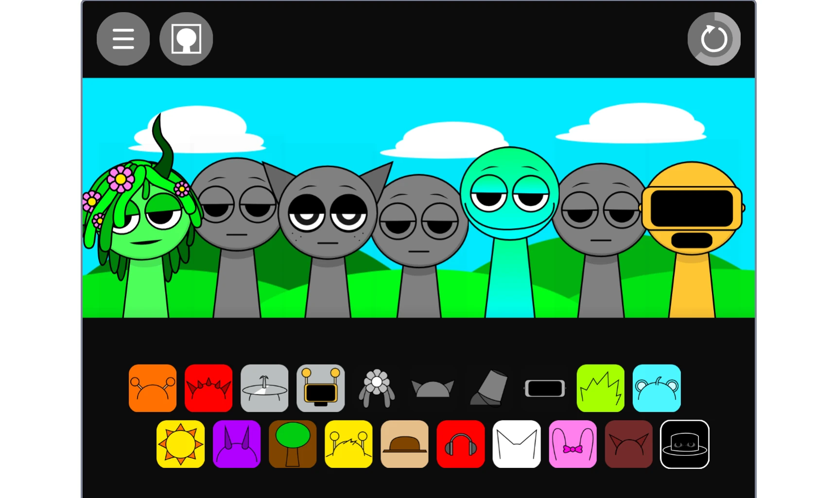 Sprunki New OC character customization categories