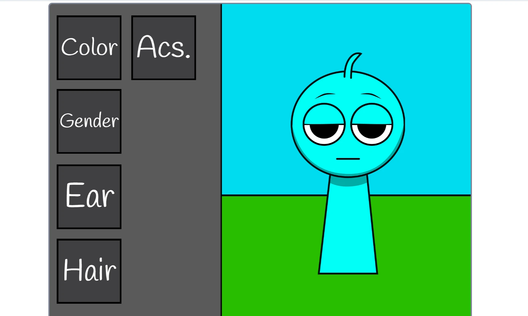 Sprunki OC Maker Demo accessory and feature selection