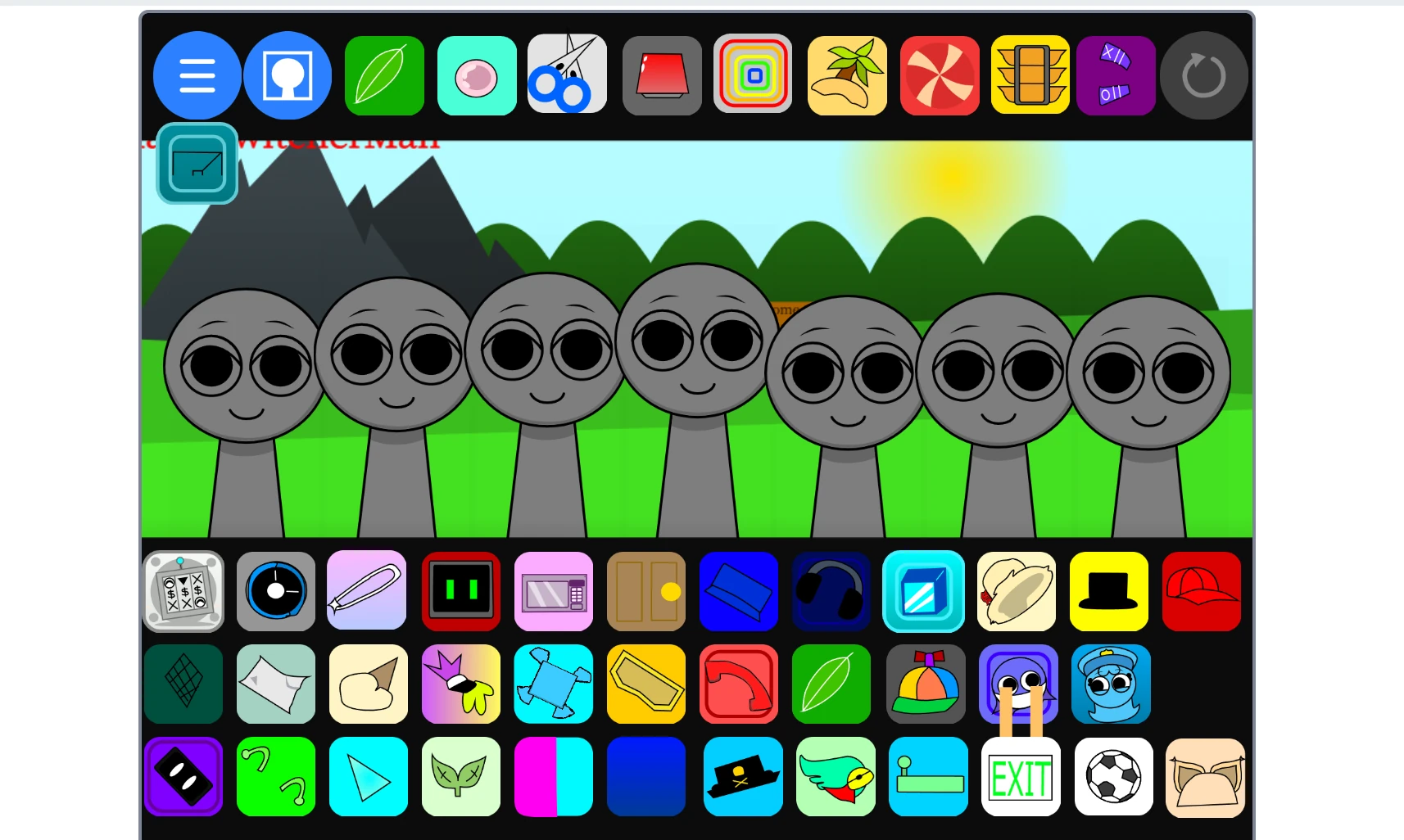 Sprunki OC Ultimate character creation screen with customization options