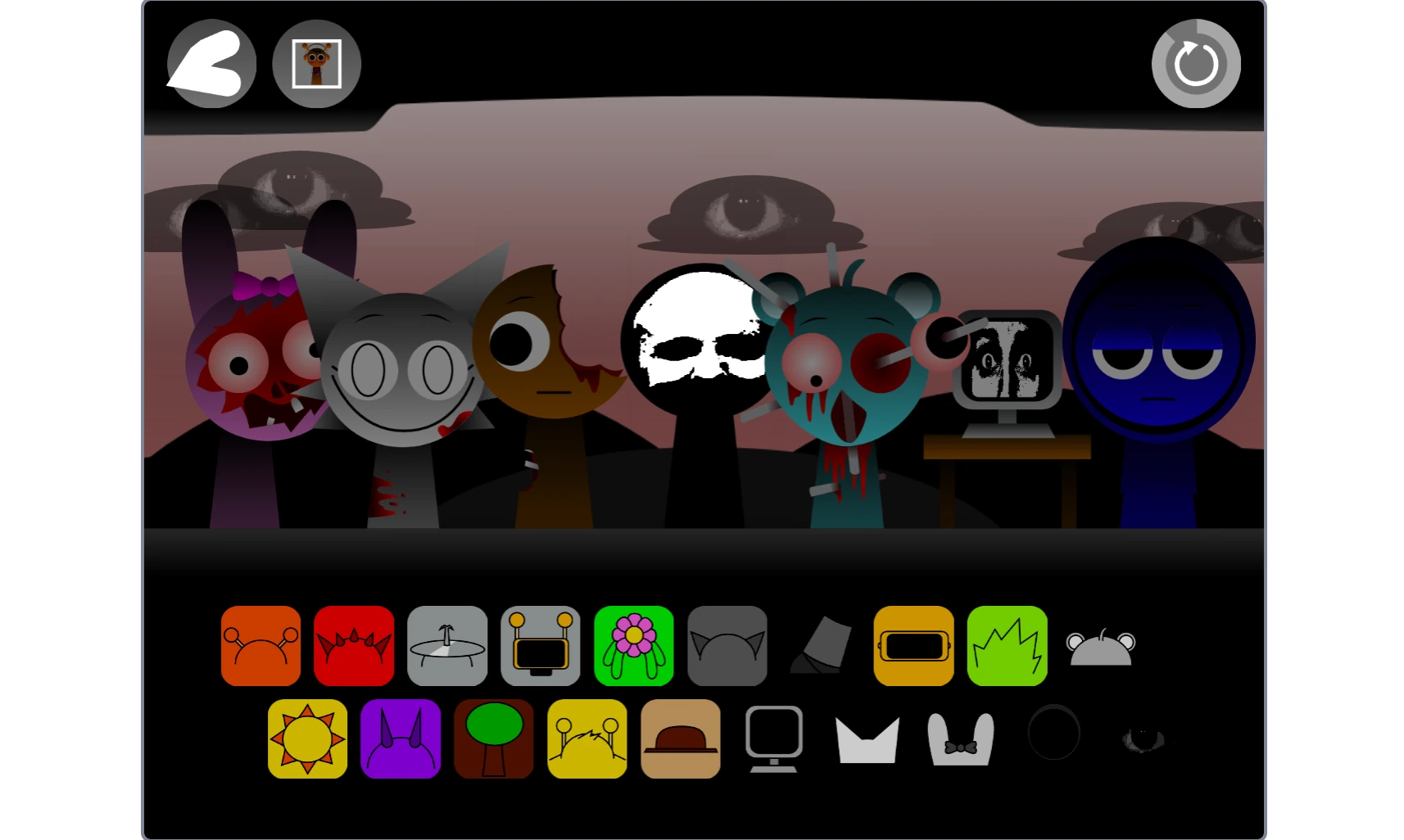 Different character interactions in Sprunki Oren Treatment Remix