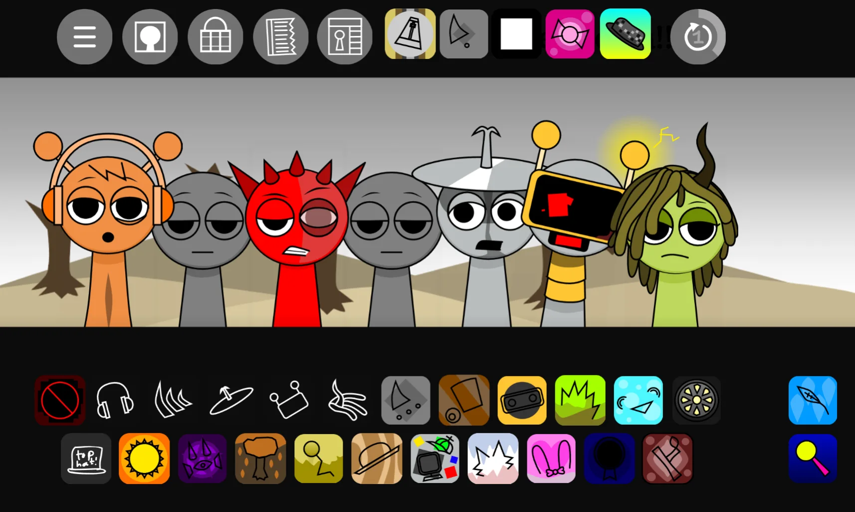 Sprunki Parasite 15 gameplay screenshot with multiple characters