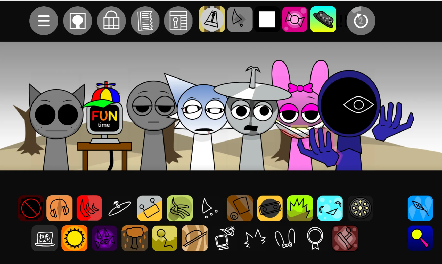 Sprunki Parasite 15 gameplay screenshot with character interactions