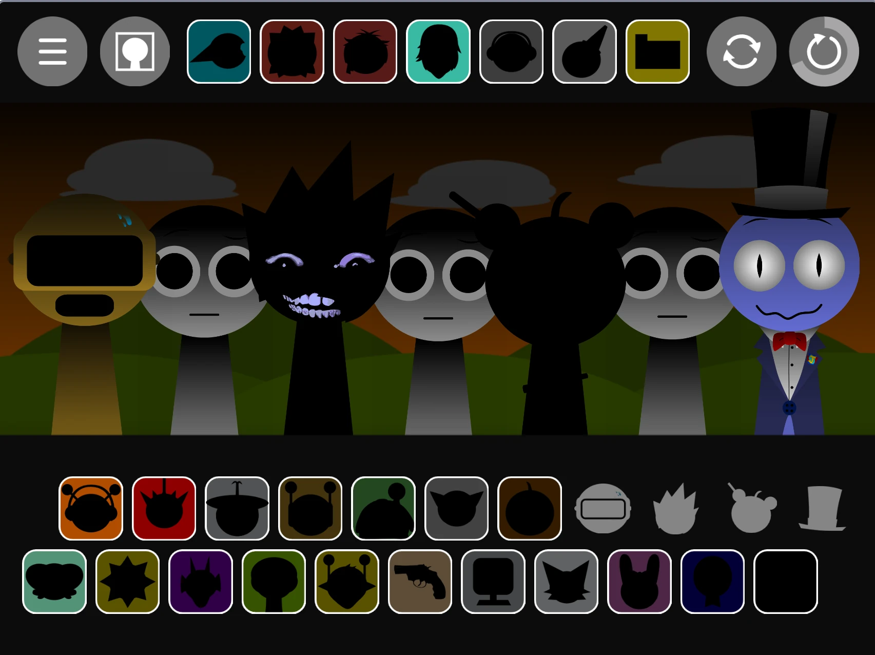 Music composition screen in Sprunki Phase 1.6 Remaster