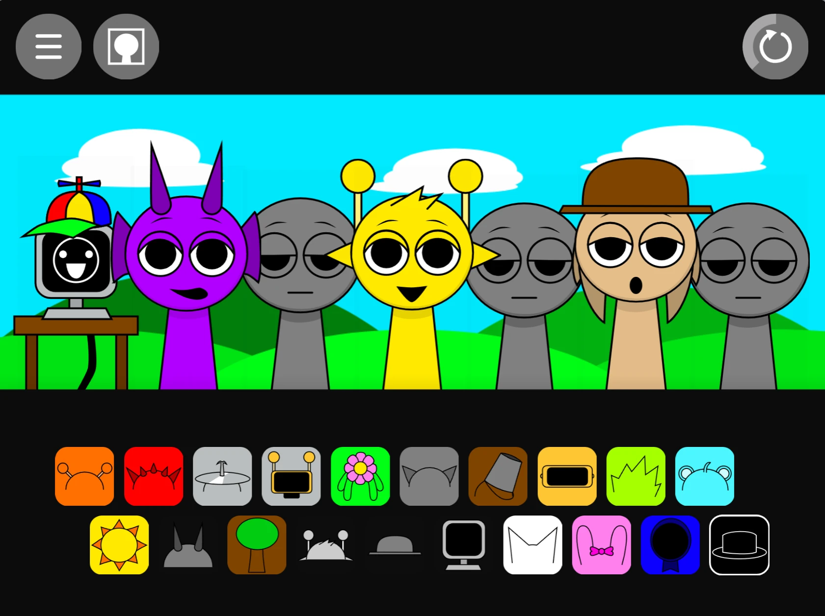 Sprunki Phase 1.1.5 Remake gameplay showing character selection