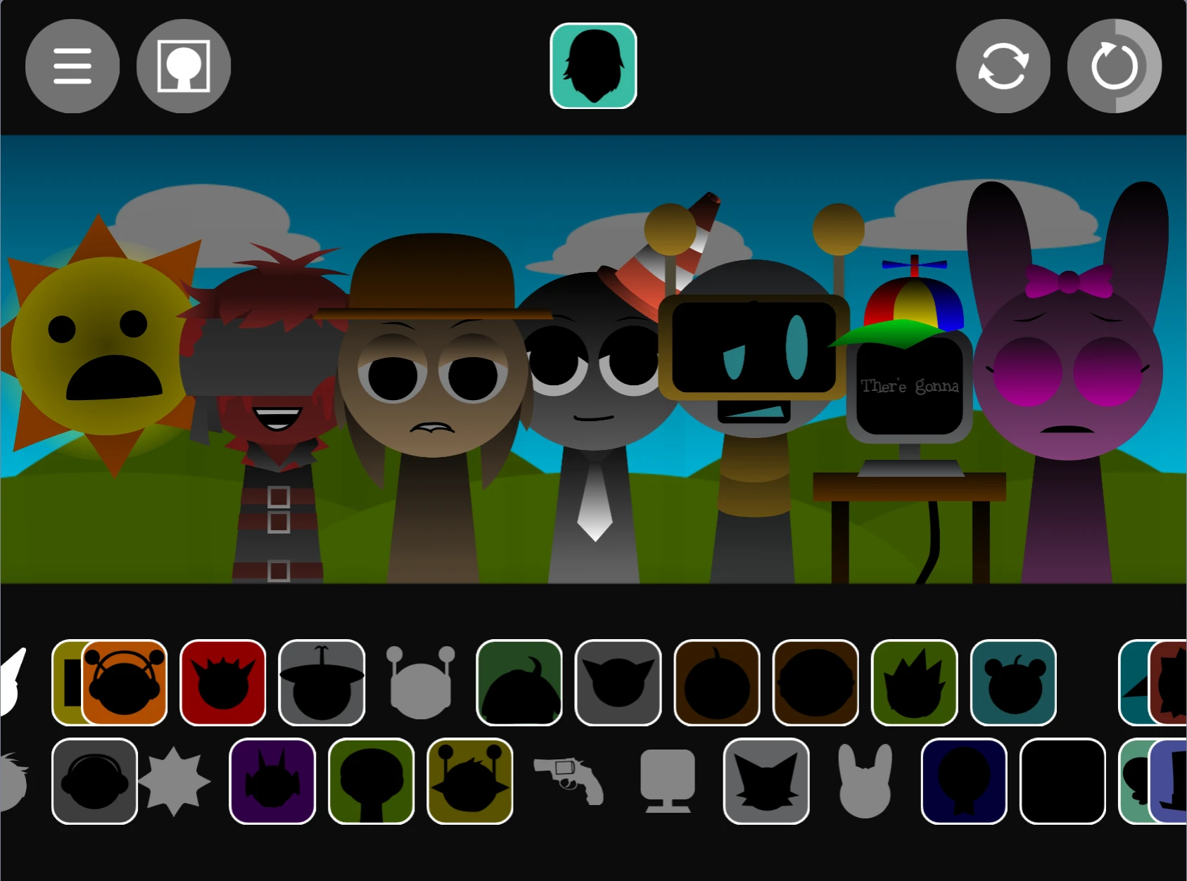 Multiple Sprunki characters making music together