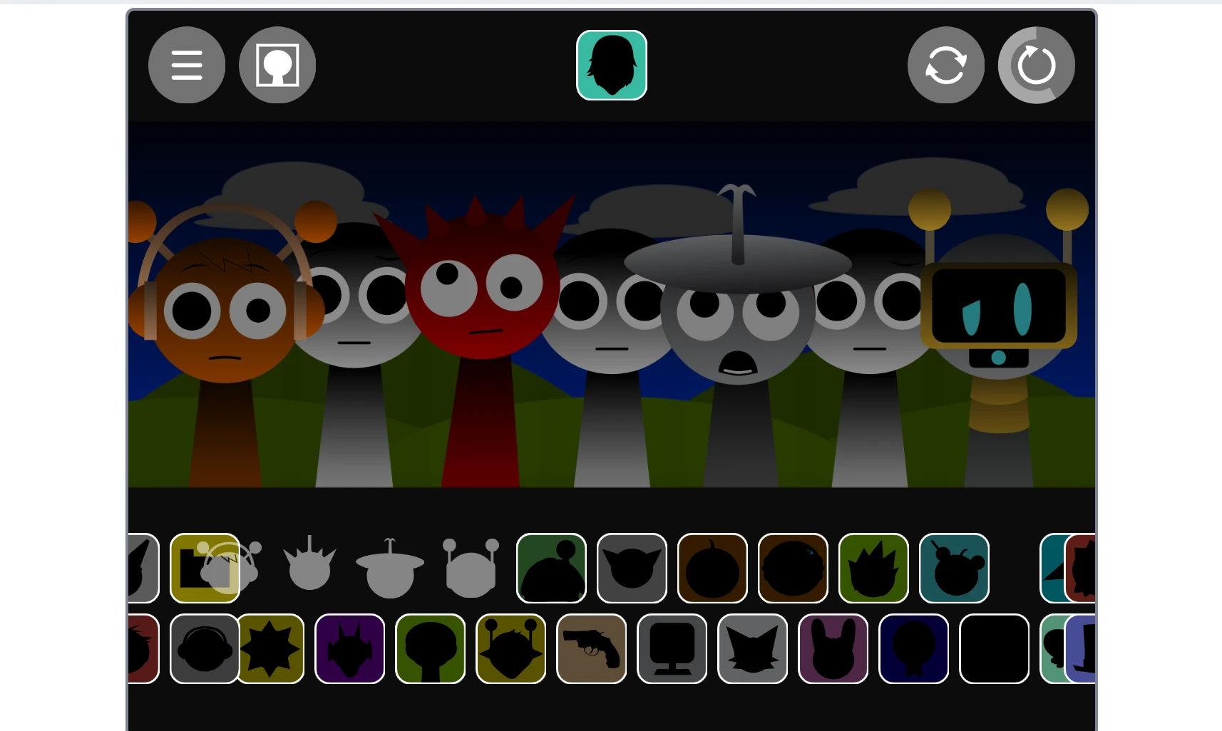 Sprunki Phase 1.3 Dont Report Alive character selection menu