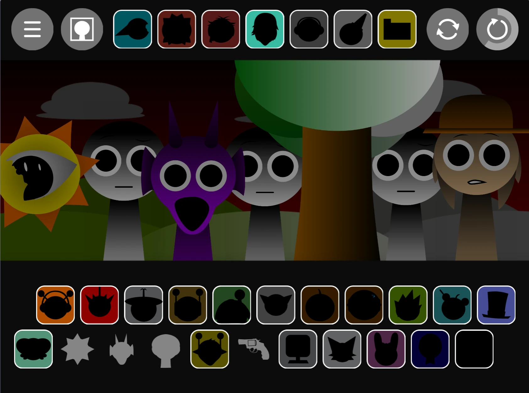Sprunki Phase 1.7 Interface - Sound Icons