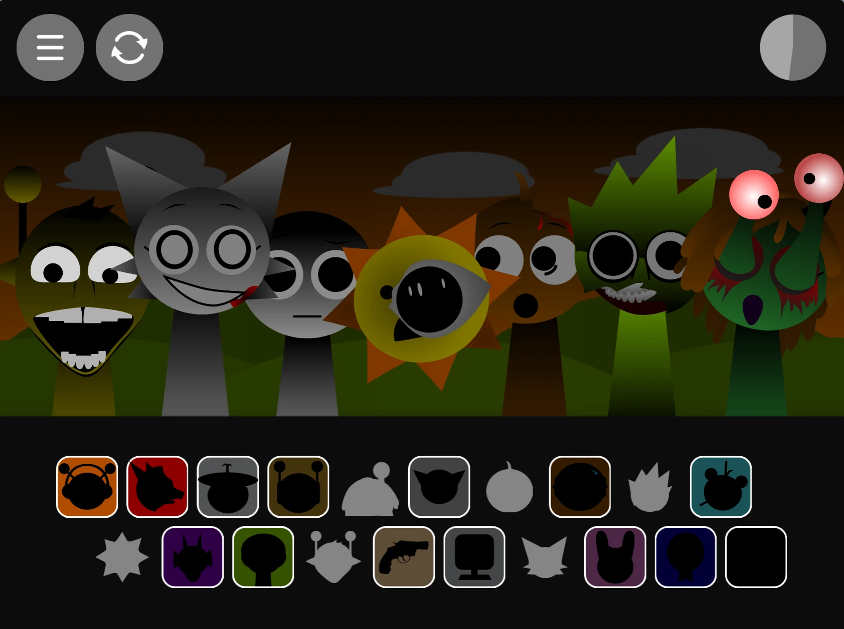 Sprunki Phase 1.7 gameplay showing sound selection