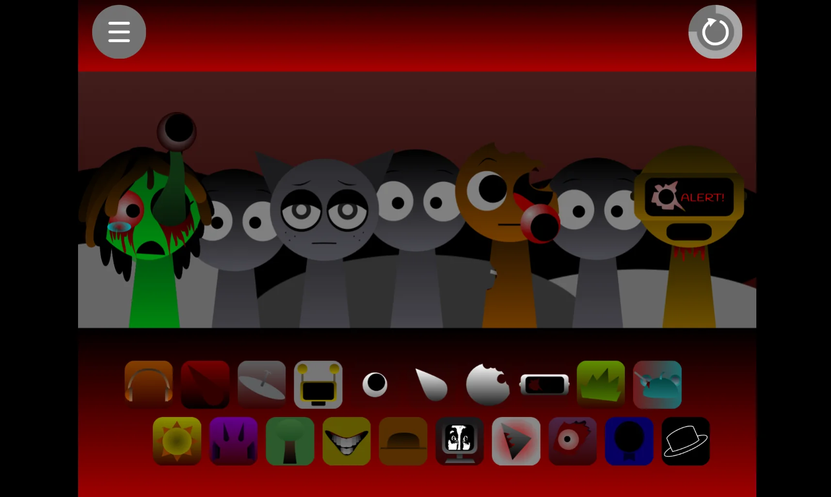 Close up of Sprunki characters in Phase 1.75