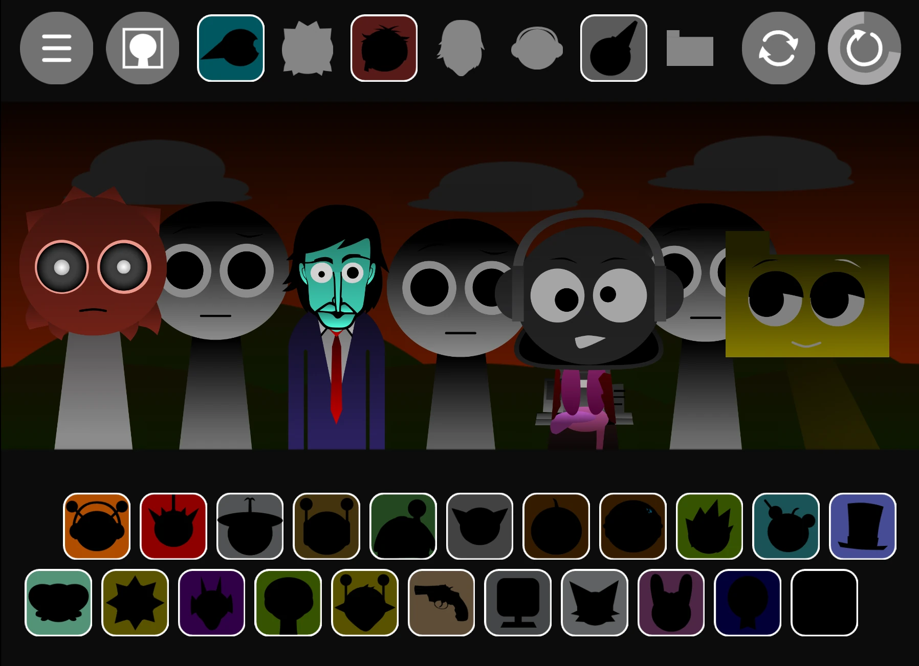 Sprunki Phase 1.9 character selection screen