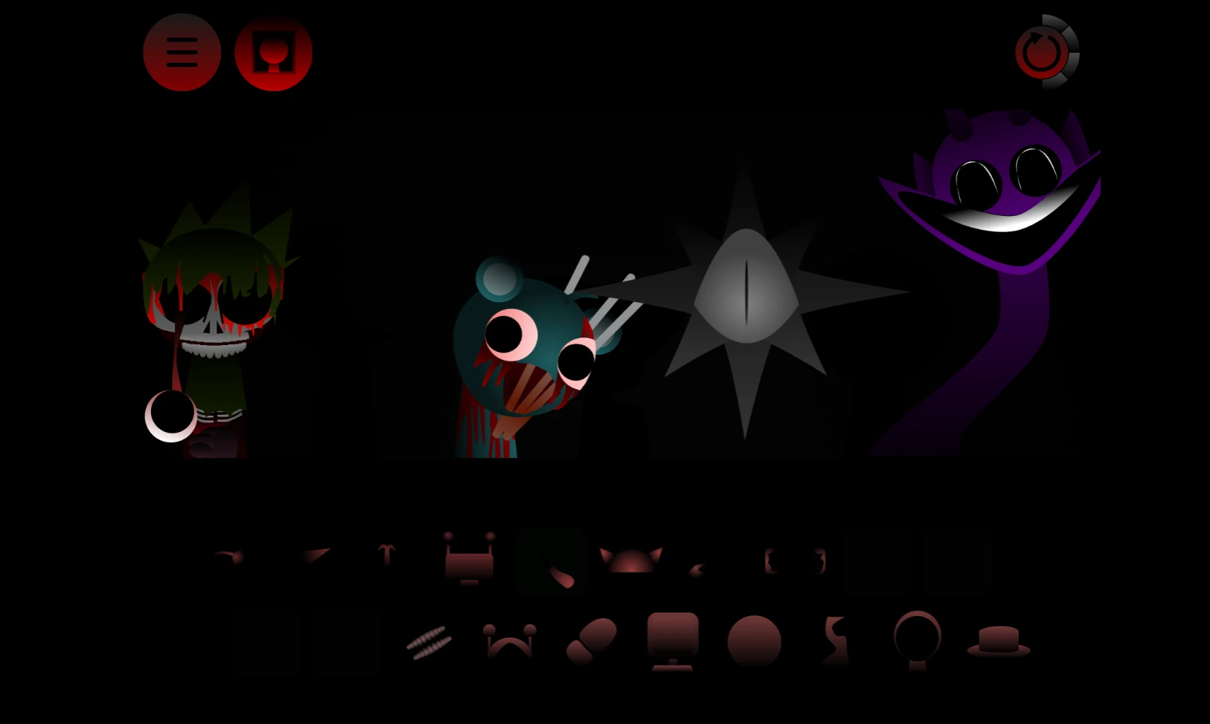 sprunki phase 100 gameplay screenshot showing colorful icons