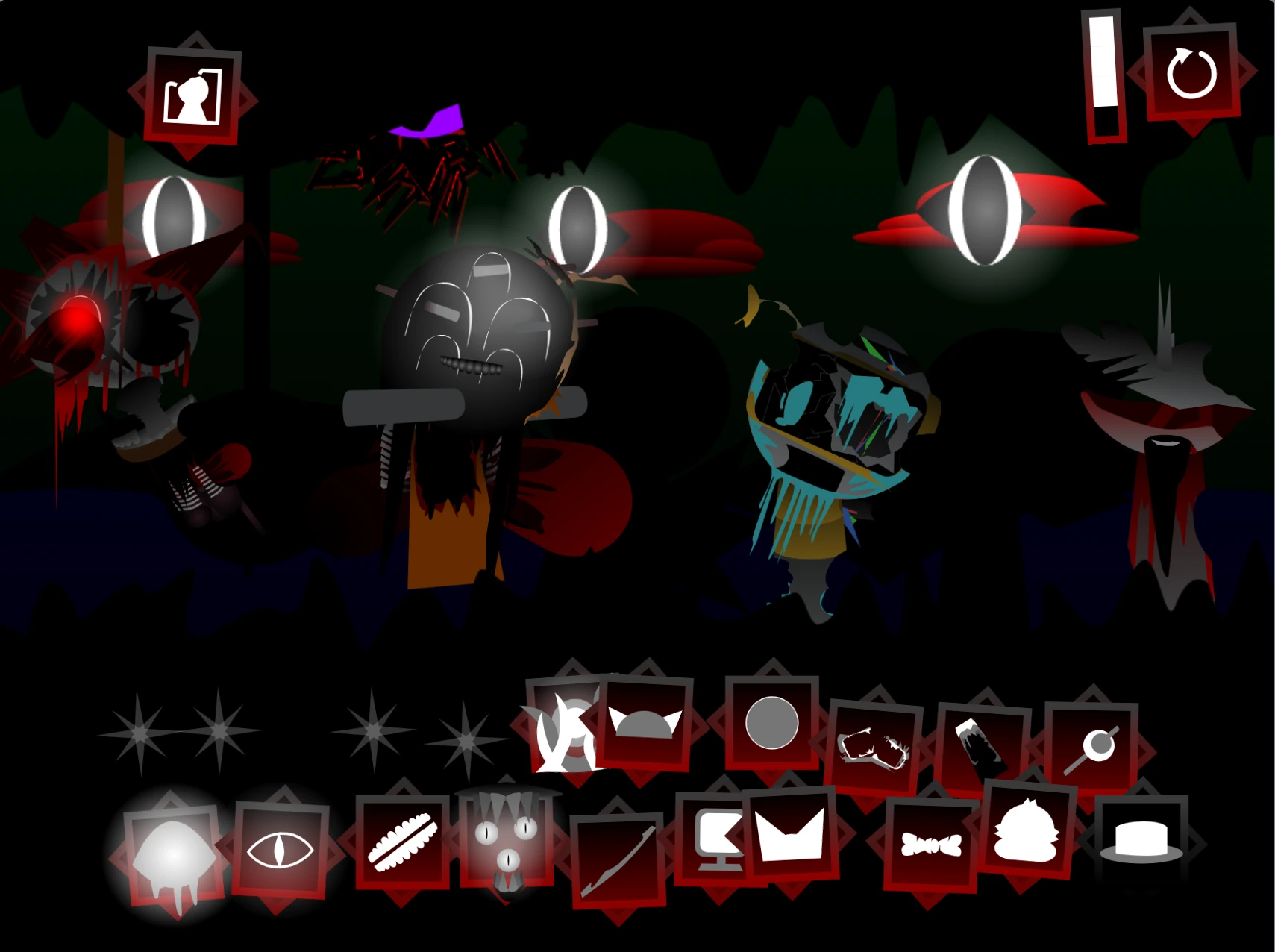 Sprunki Phase 12 Definitive Fanmade gameplay interface with new characters