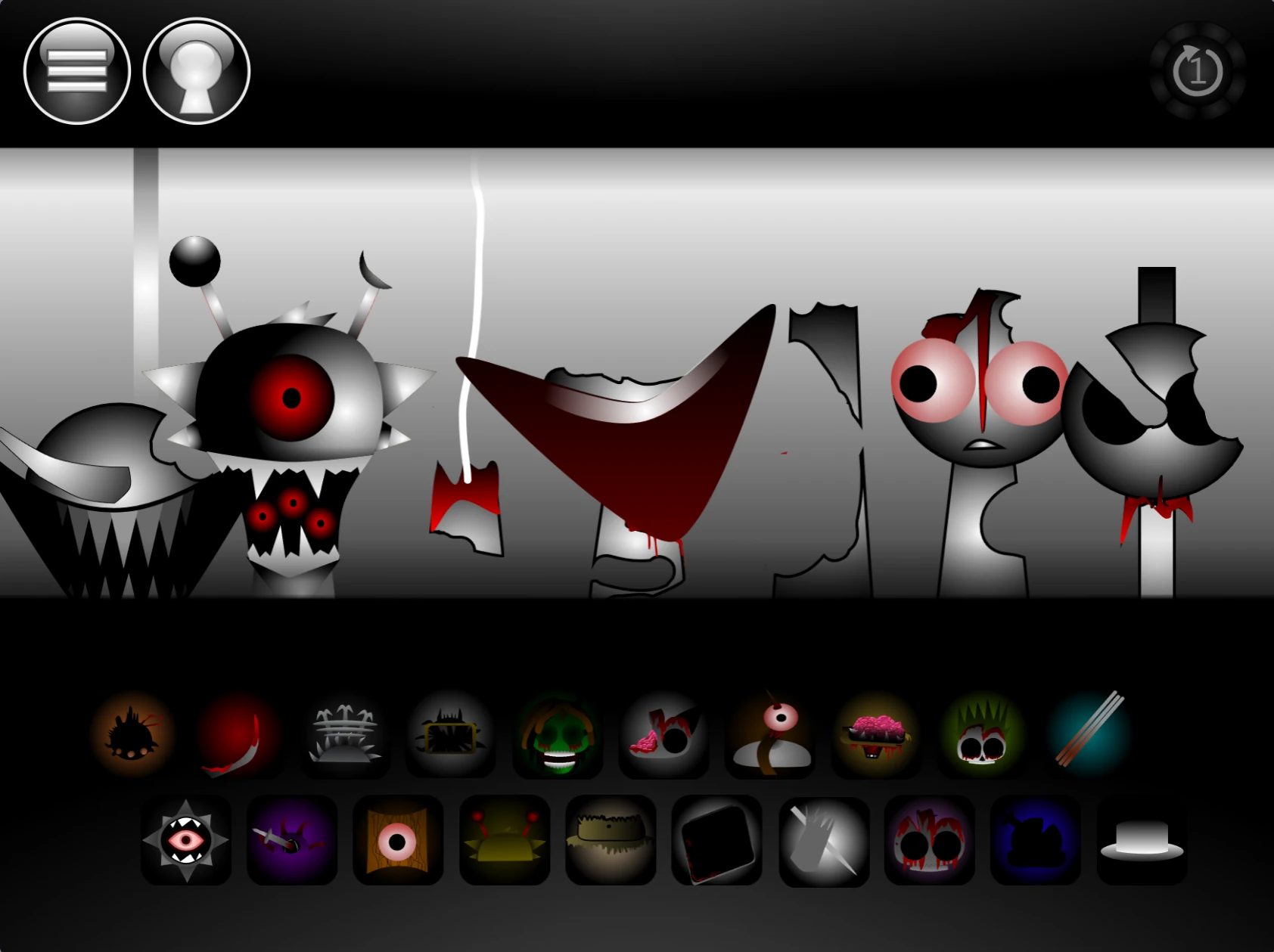 Sprunki Phase 160 gameplay showing character selection and sound options