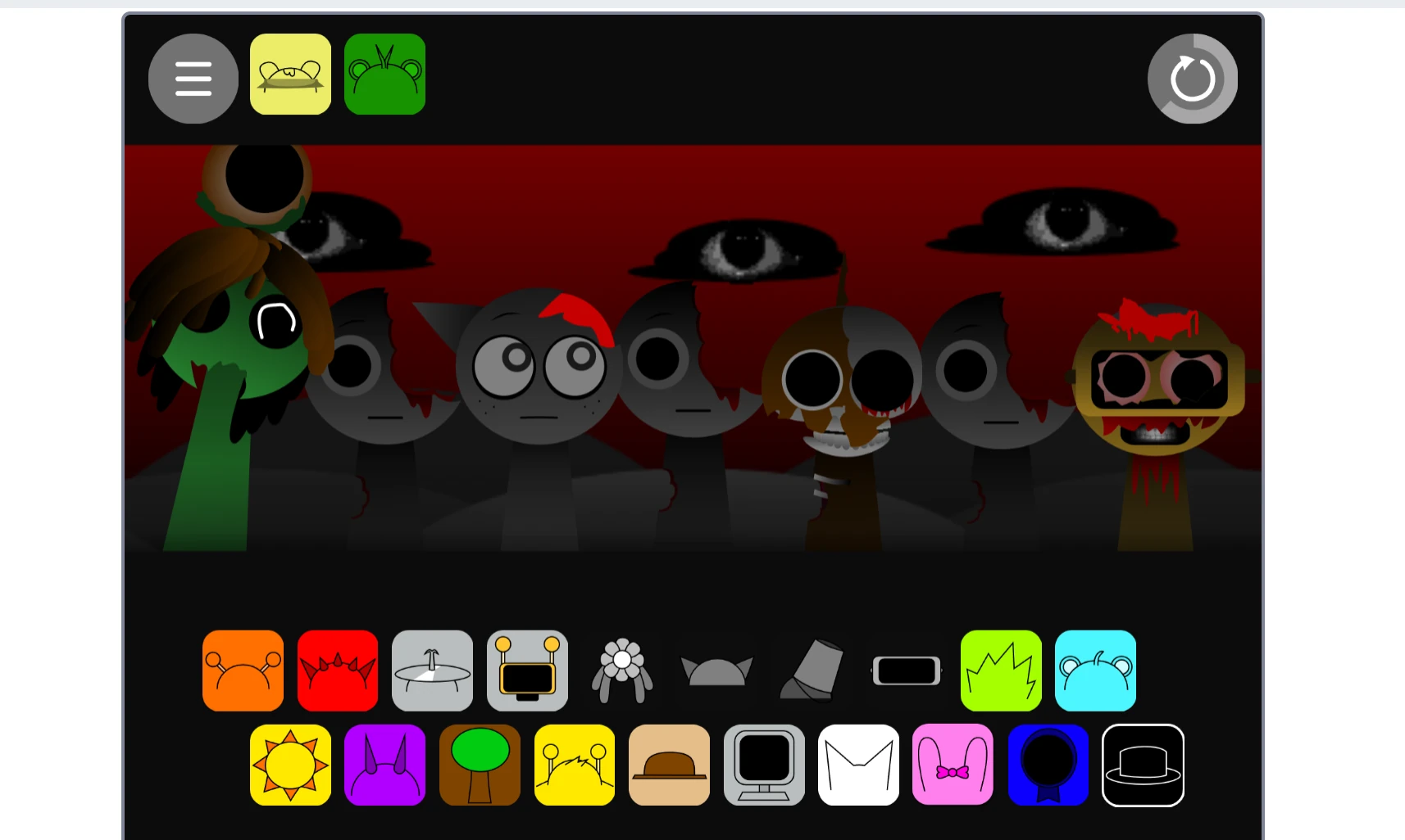 Sprunki Phase 2.3 Definitive character selection screen