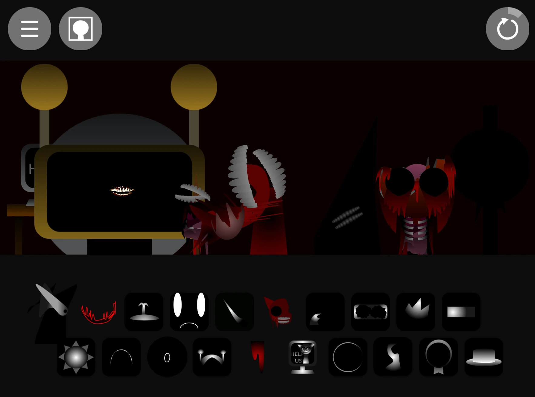 Sprunki Phase 24 sound selection menu with various icons