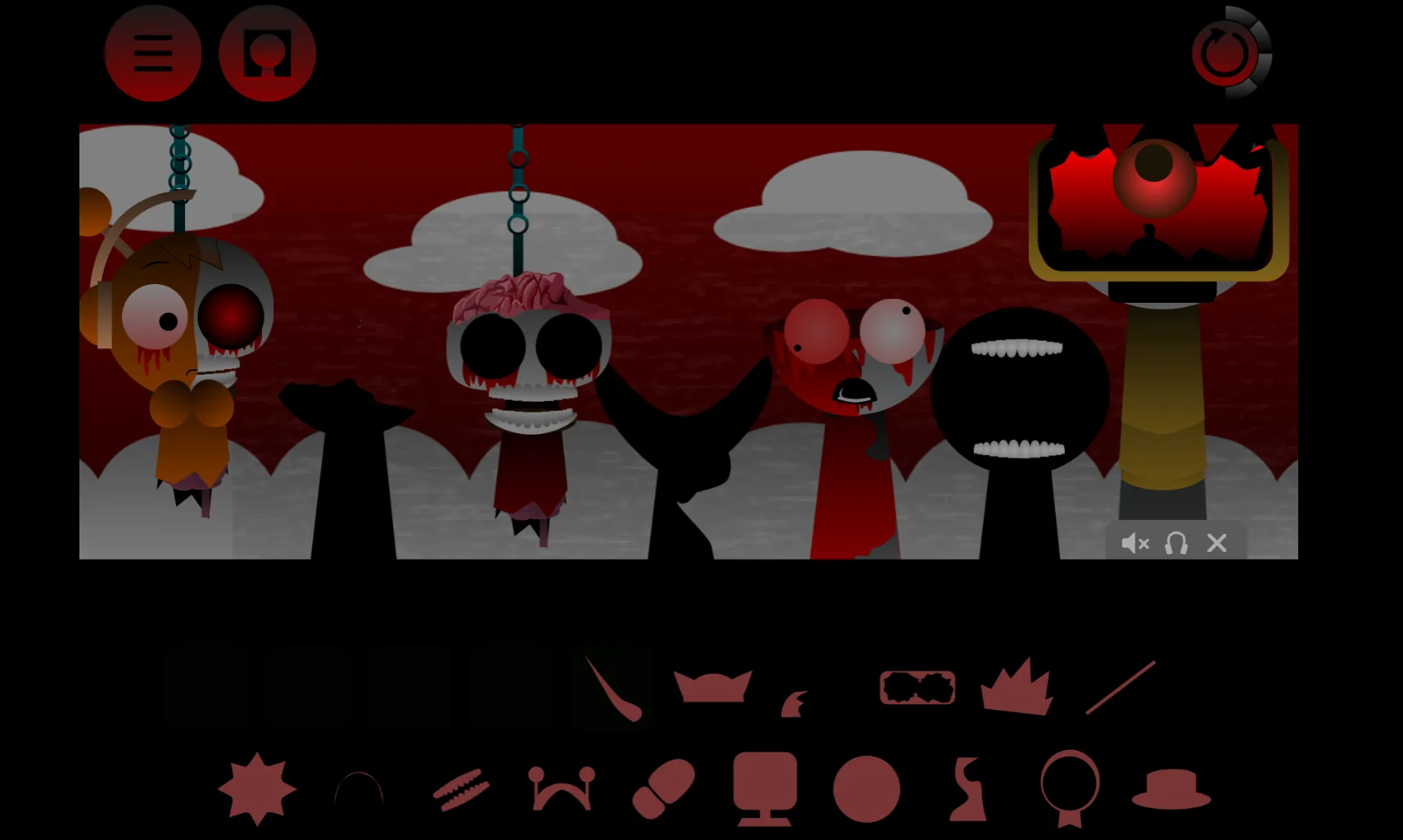 Sprunki Phase 24 Original sound selection menu with multiple options