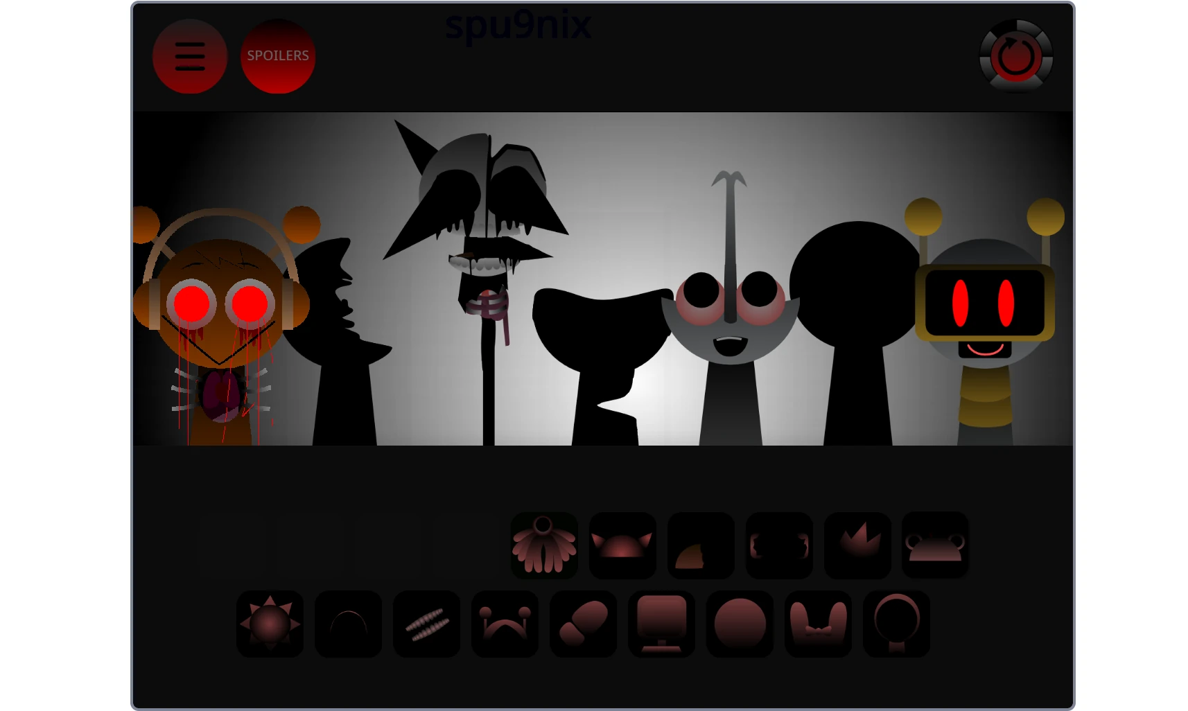 Sprunki Phase 29 gameplay showing characters and icons