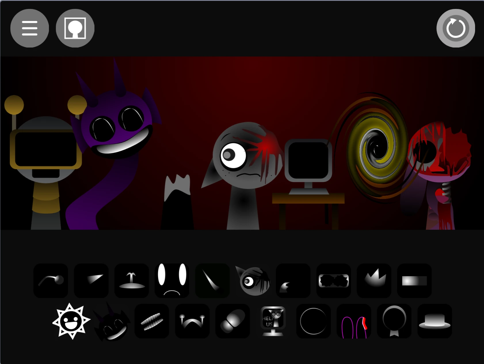 Sprunki game interface showing sound options