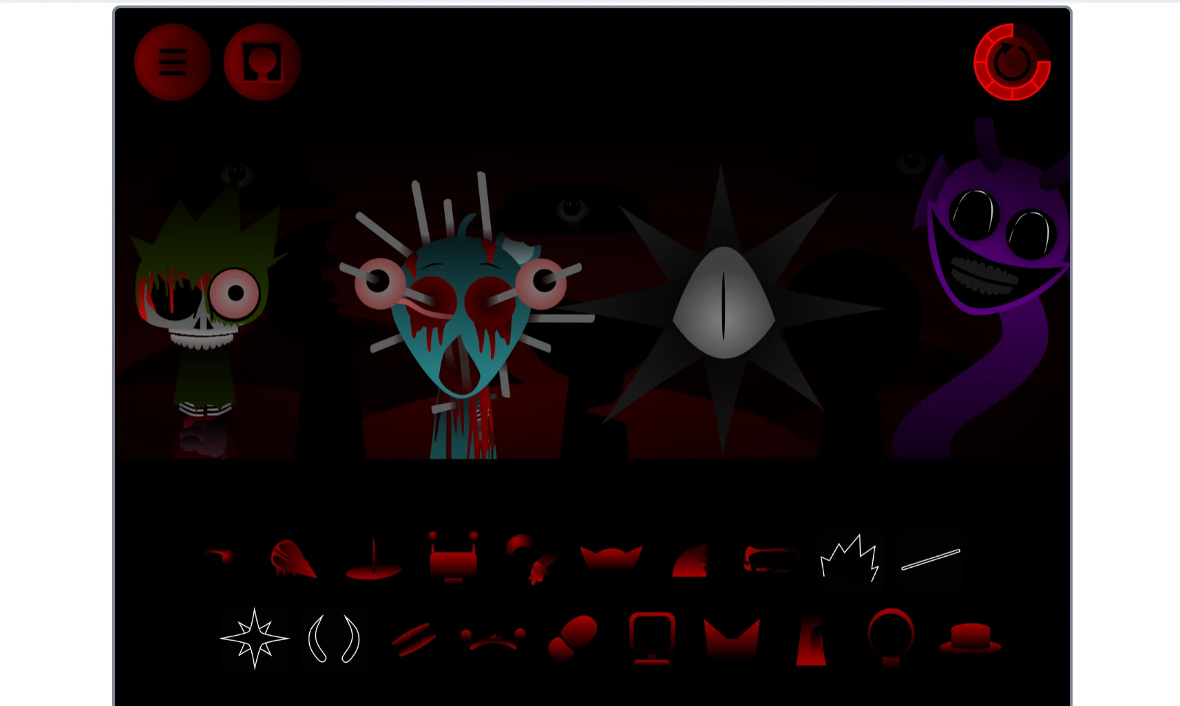 Character selection menu in Sprunki Phase 4 Definitive