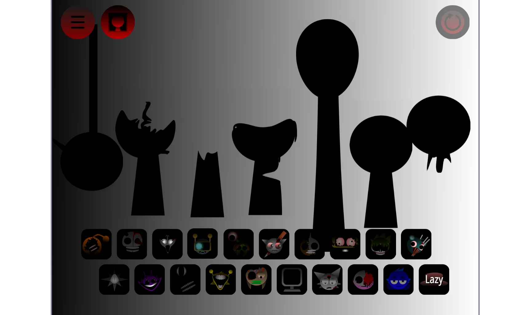 Sprunki Phase 42 V2 gameplay showing character selection and music interface