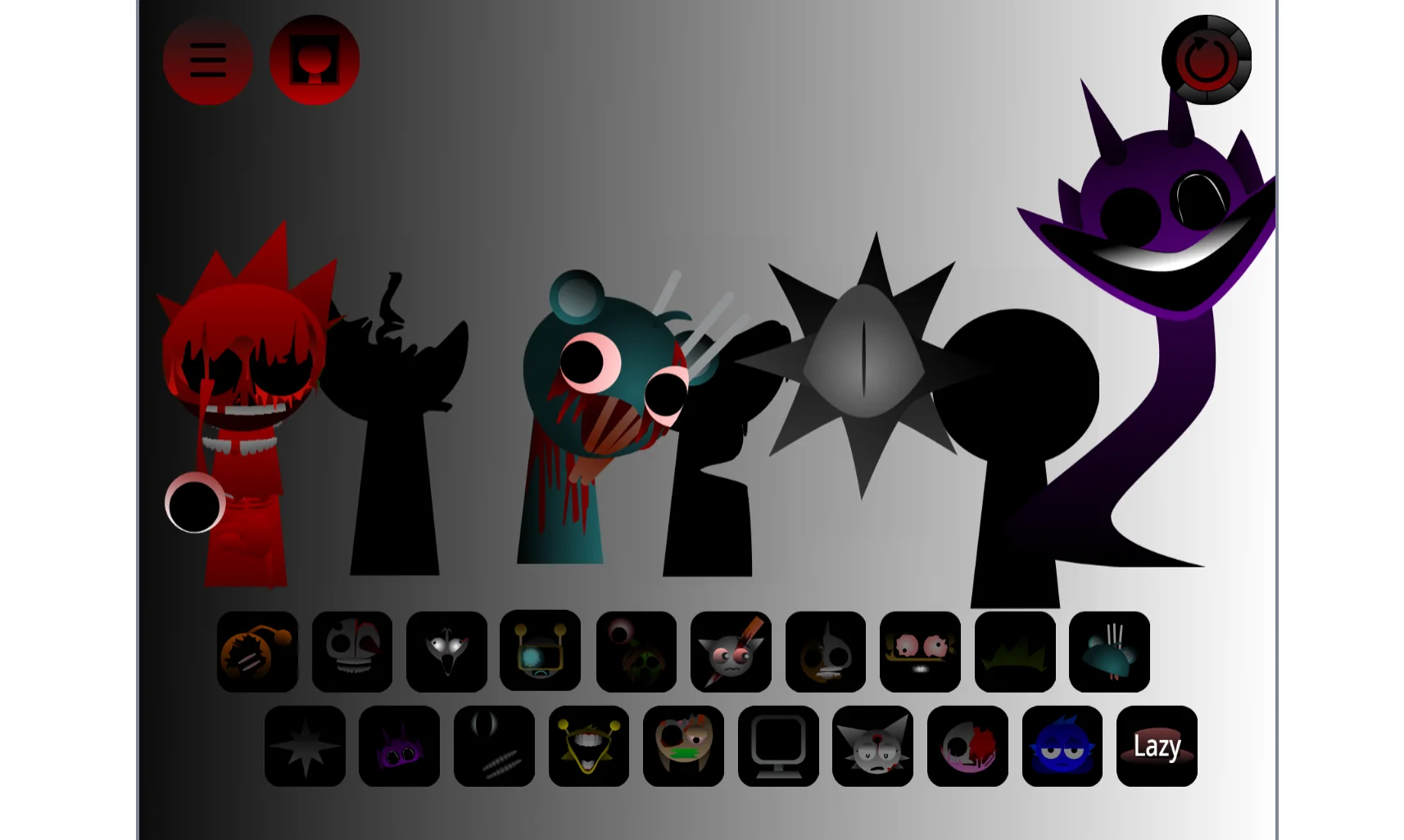 Sprunki Phase 42 V2 gameplay with sound icon selection menu