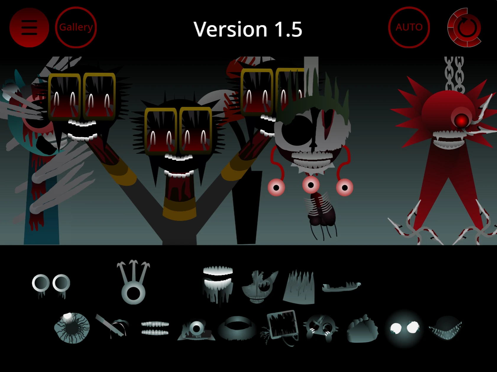 Different gameplay screen of Sprunki Phase 44 music game
