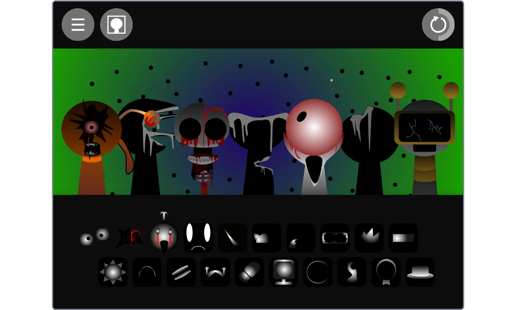 Sprunki Phase 44 V2 music creation interface with multiple characters