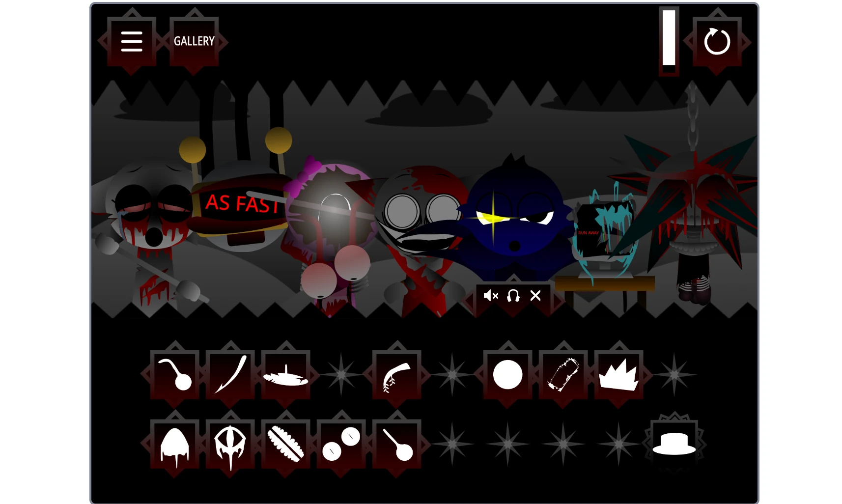 Gameplay screenshot of the character selection in Incredibox Sprunki Phase 6 Definitive Remastered