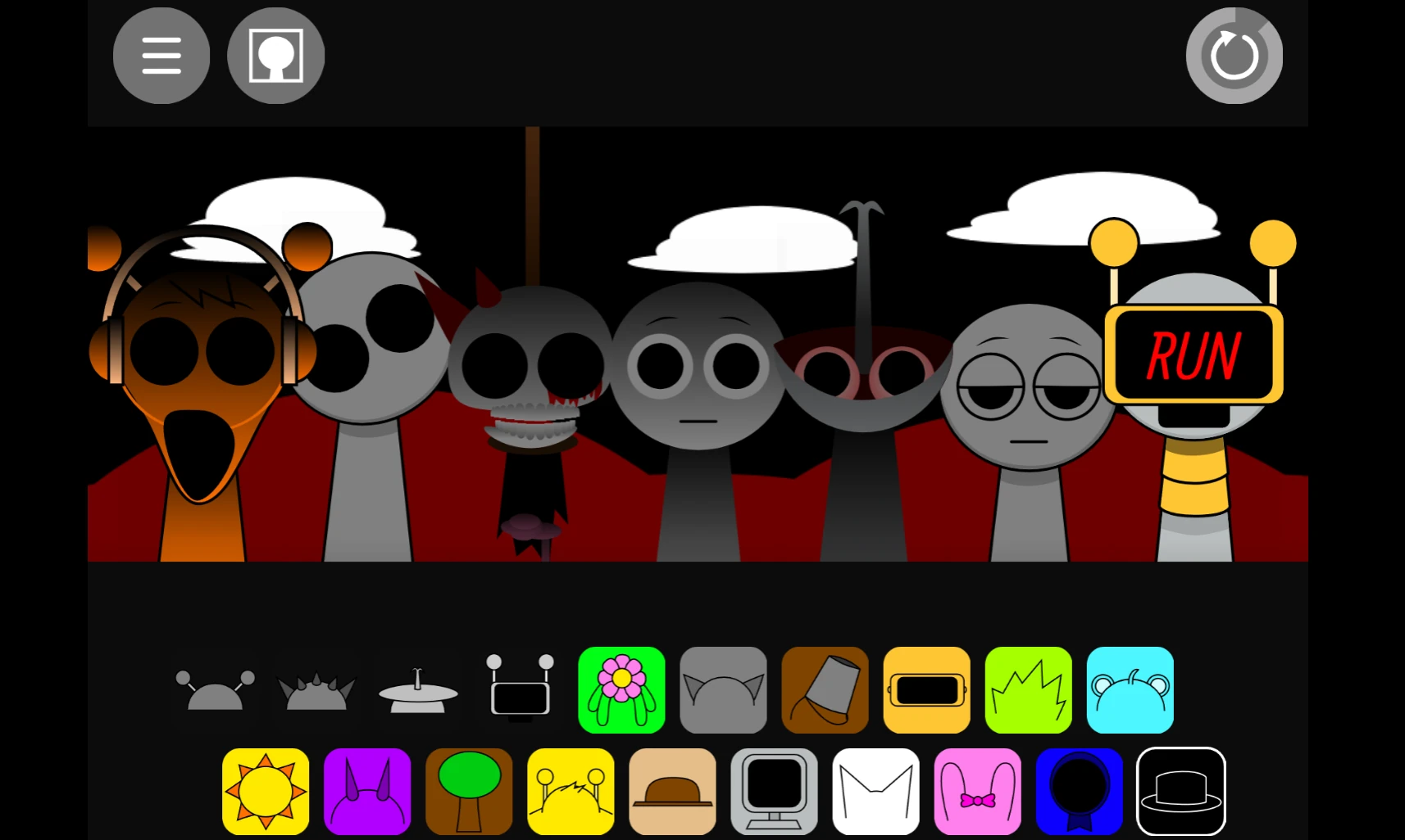 Clean layout of Sprunki Phase 6 with colorful character icons