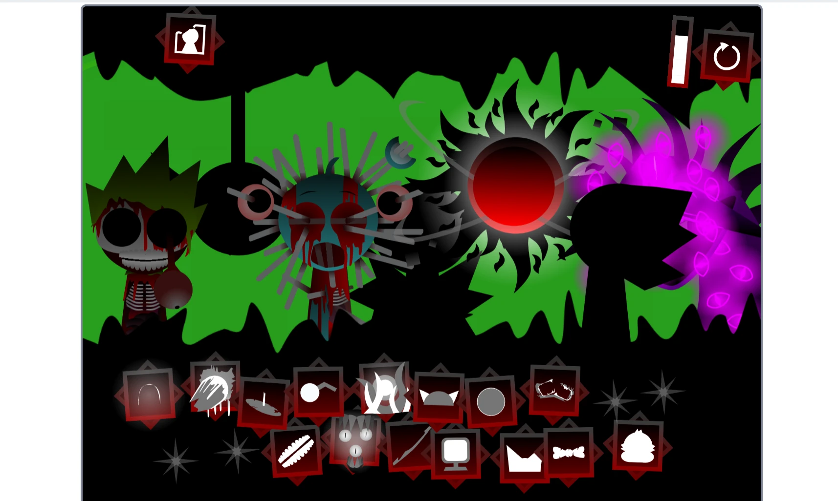 Music mixing screen in Sprunki Phase 65 Fanmade Remix