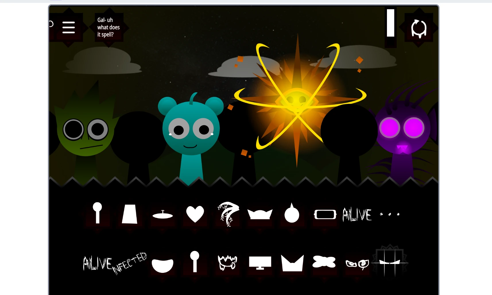 Incredibox Sprunki Phase 8 Definitive screenshot demonstrating sound mixing