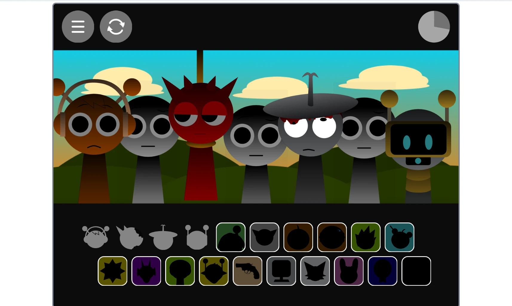 Sprunki Phase 1.2 music creation with multiple characters