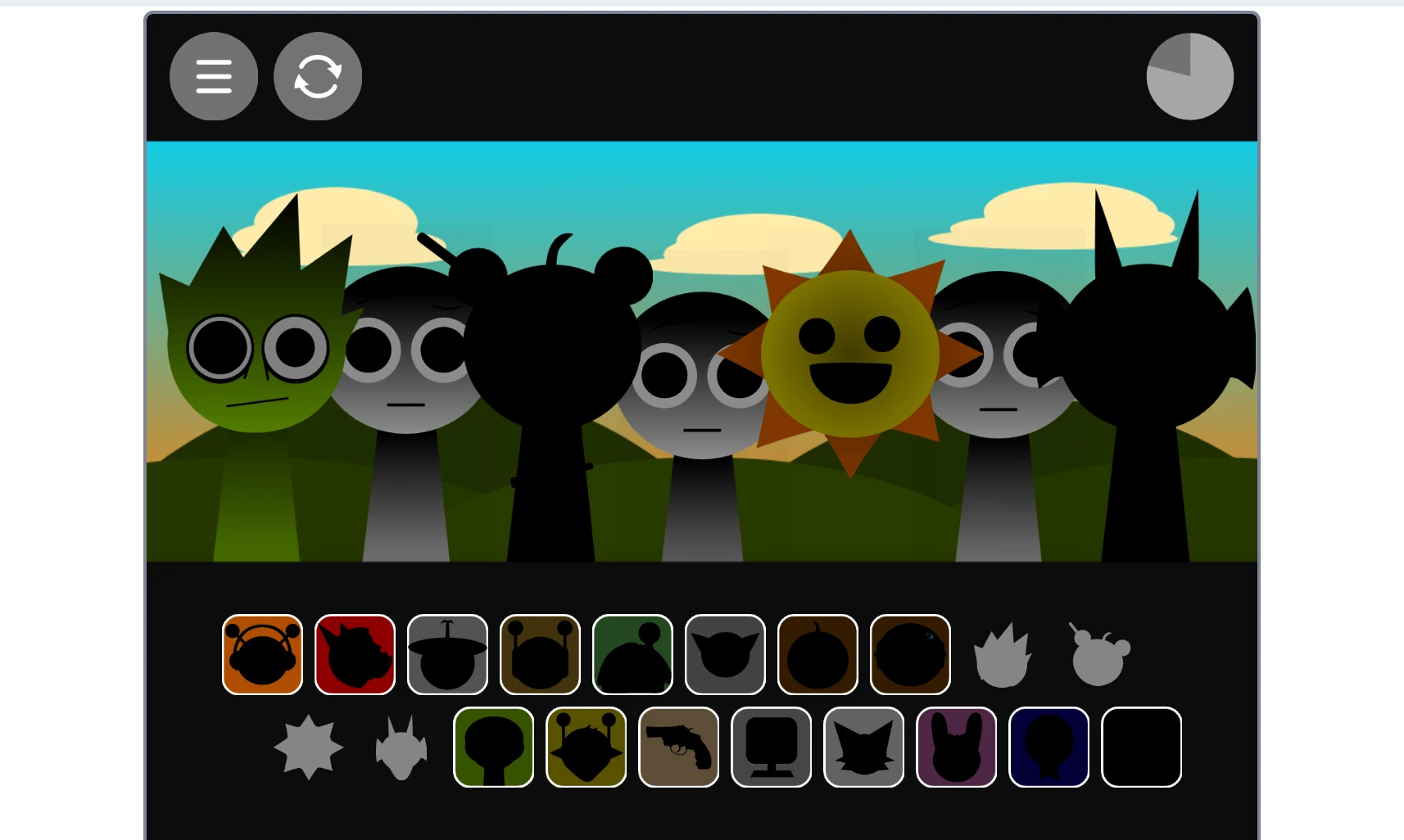 Sprunki Phase 1.2 sound icon selection menu