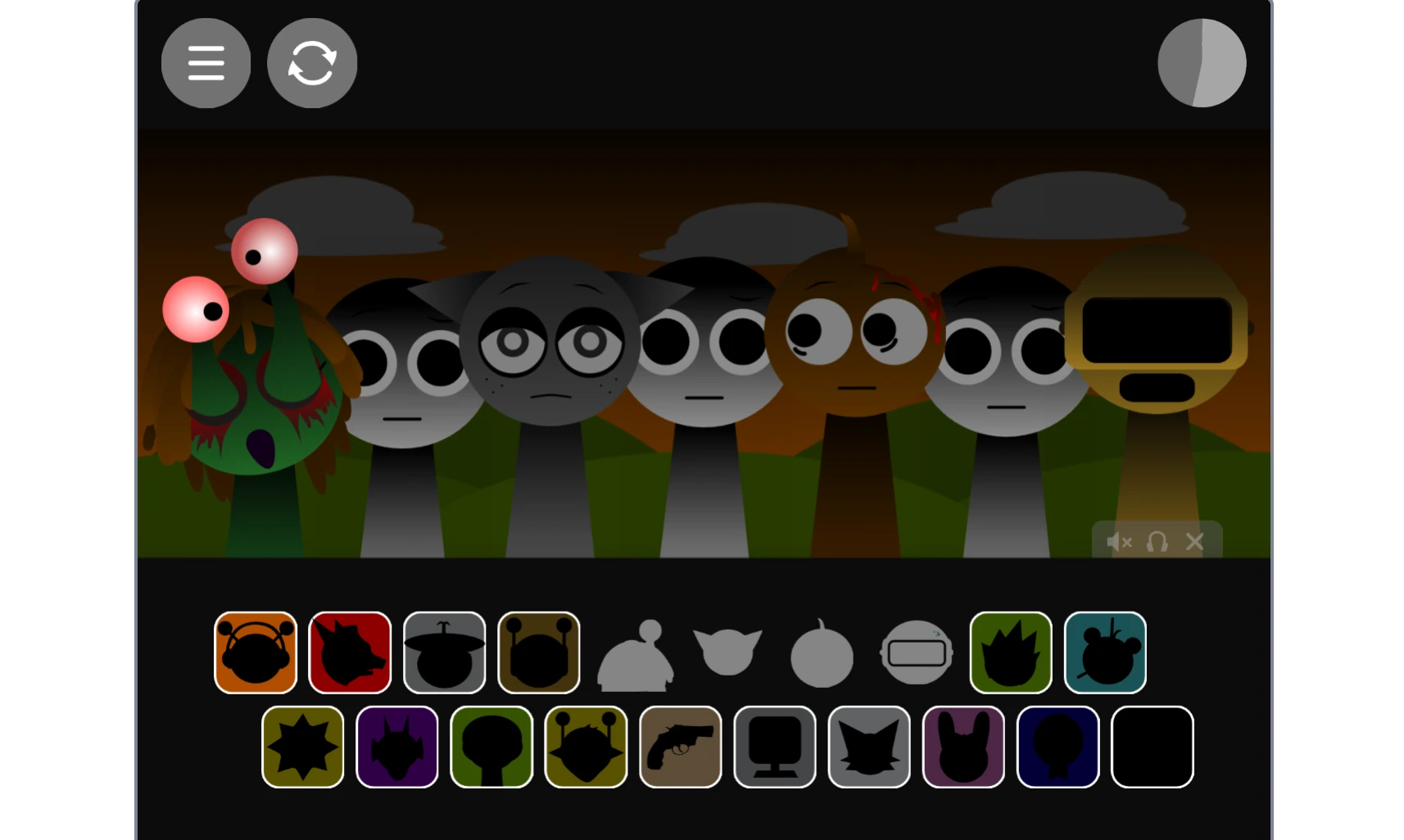 Sprunki Phase 1.7 character and sound selection