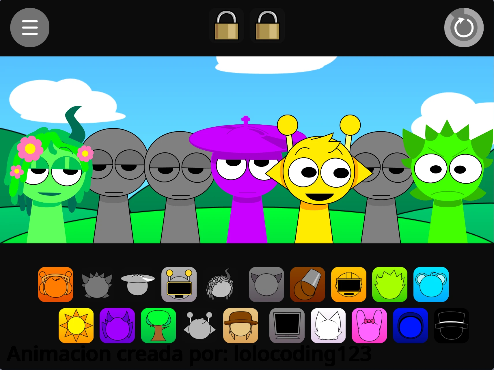 Sprunki Piramixed Colors vibrant character selection screen