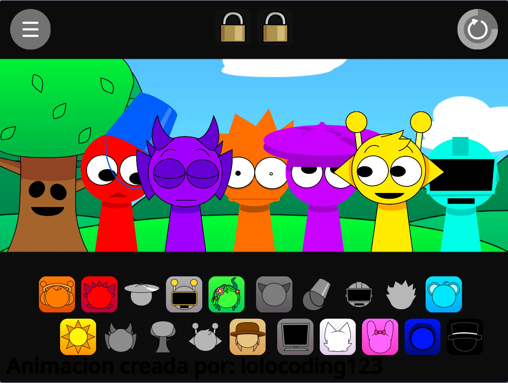 Sprunki Piramixed Colors multiple colorful characters making music