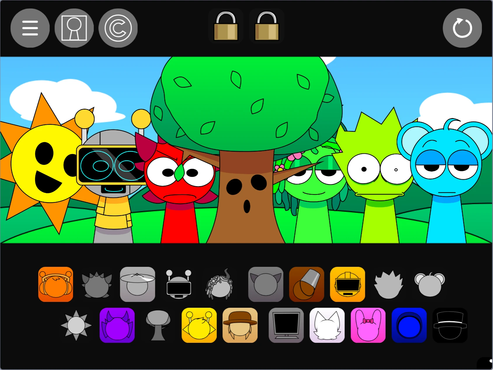 Sprunki Pyramixed 0.9 Alive music mixing interface