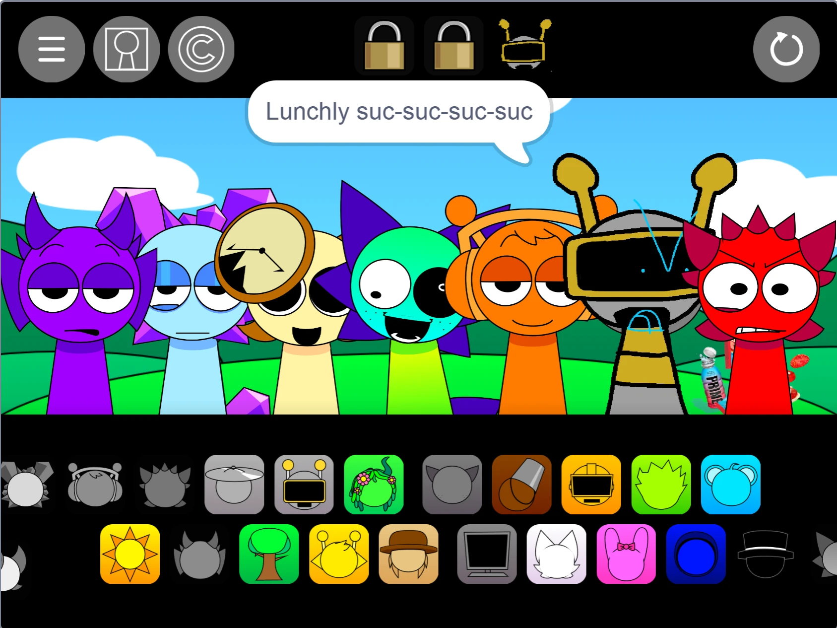 Sound mixing interface in Sprunki Pyramixed 0.9 But Animated