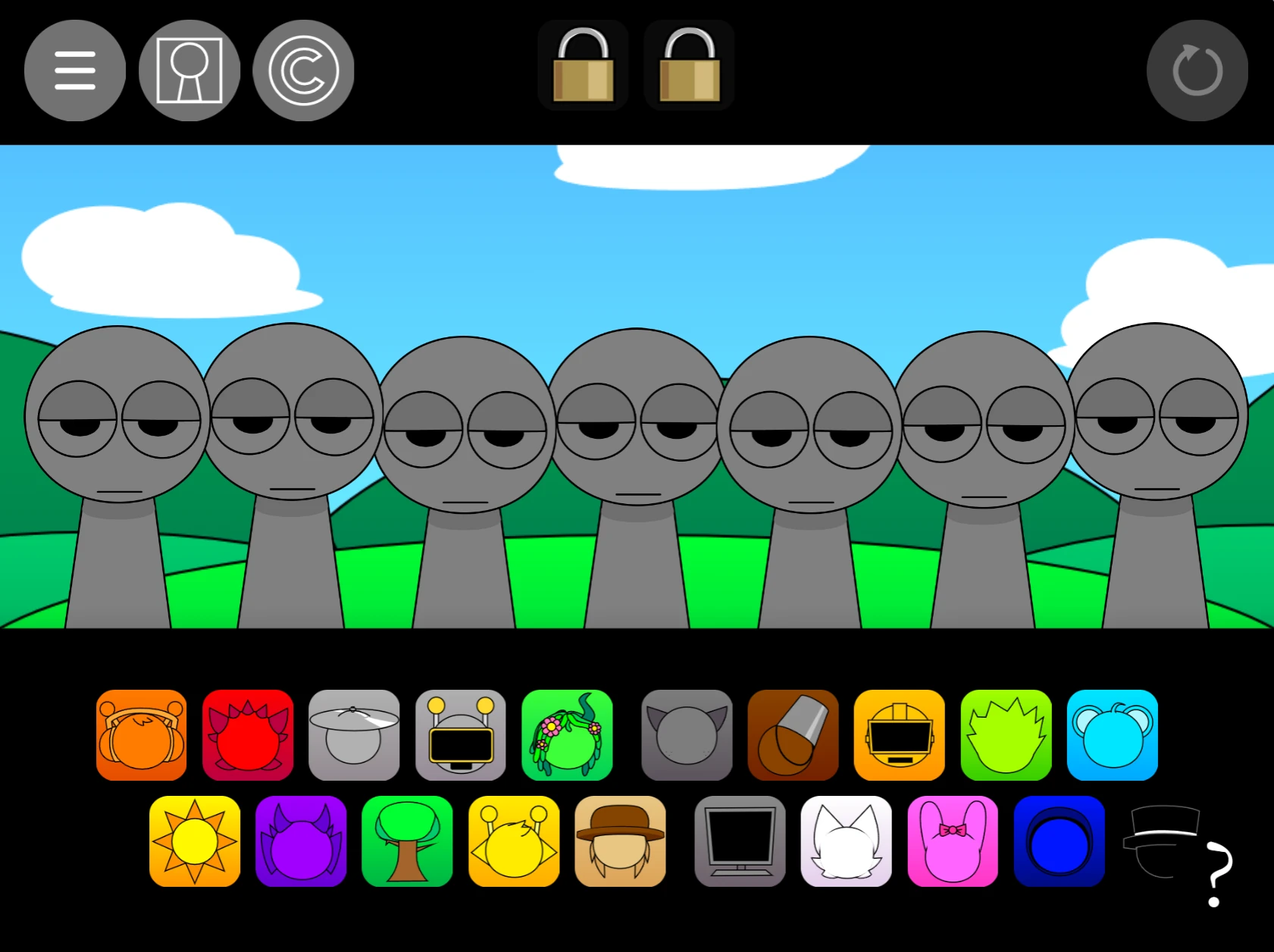 Sprunki Pyramixed 0.9 But Gray Is Not Afraid Remix gameplay screen