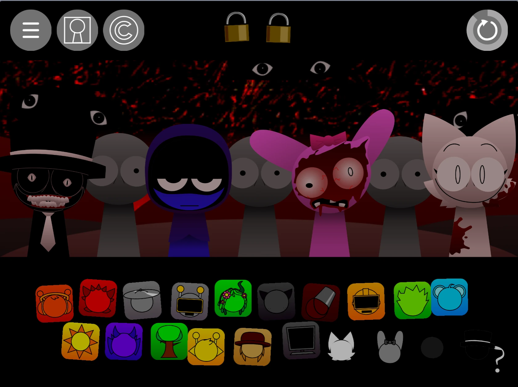 Character selection in Sprunki Pyramixed 0.9 But Gray Is Not Afraid Remix