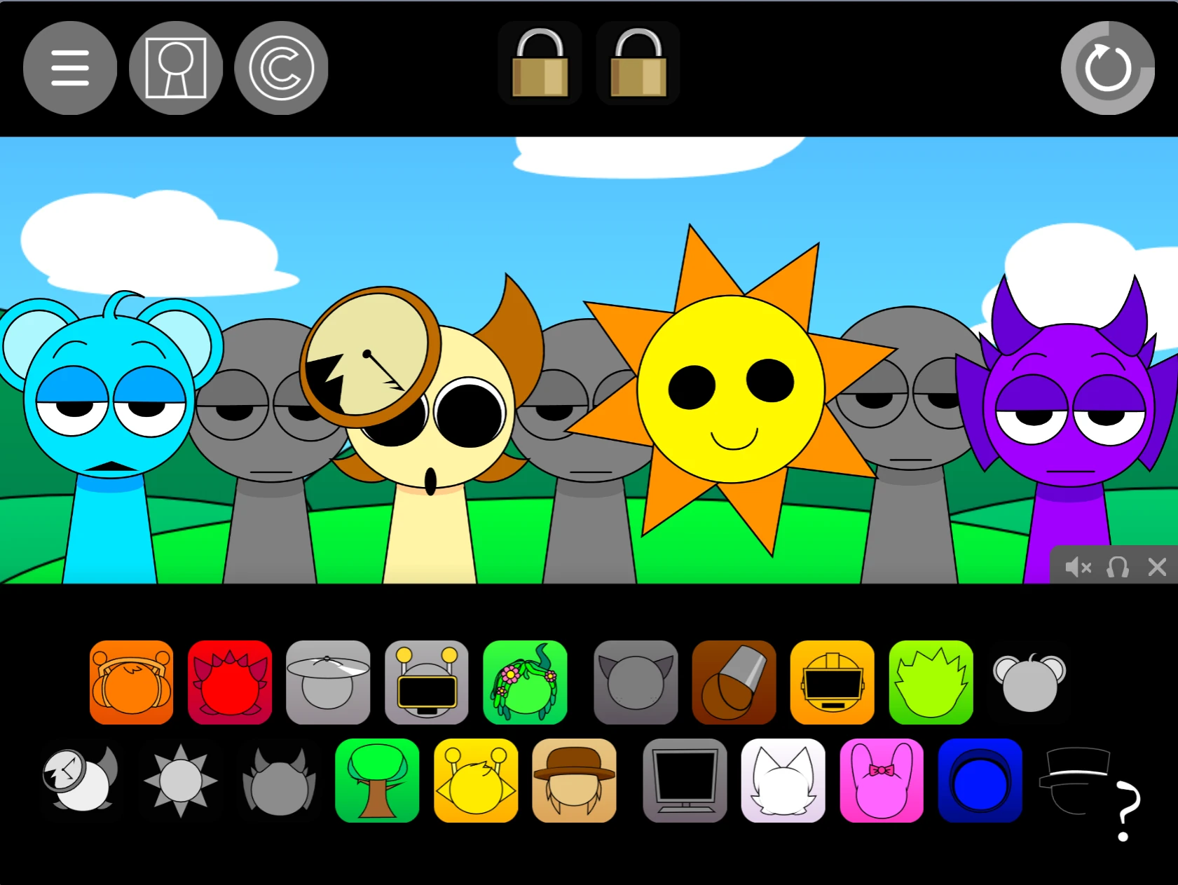 Sound mixing board in Sprunki Pyramixed 0.9 But Gray Is Not Afraid Remix