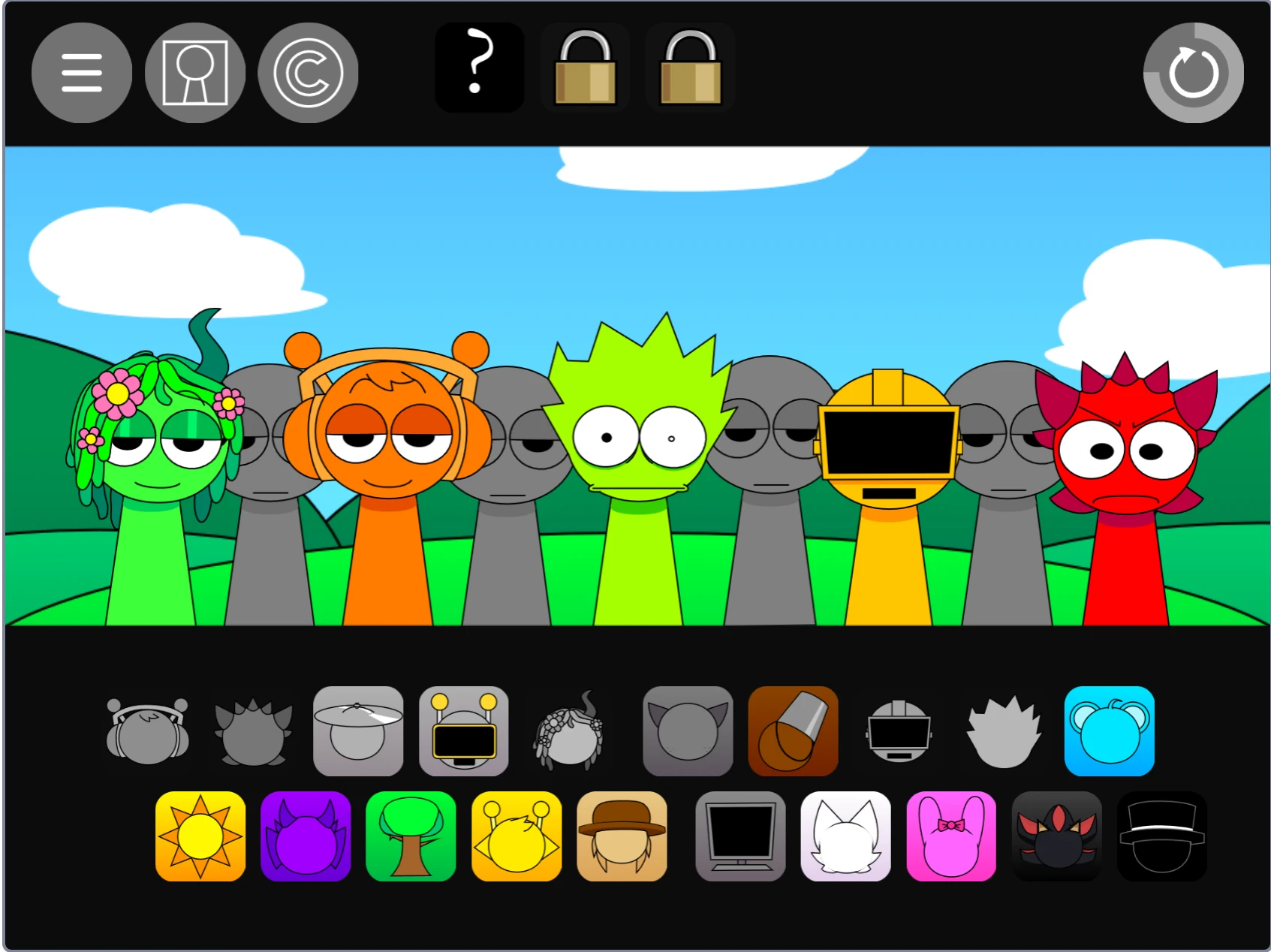 Sprunki Shadow Edition music creation with multiple characters