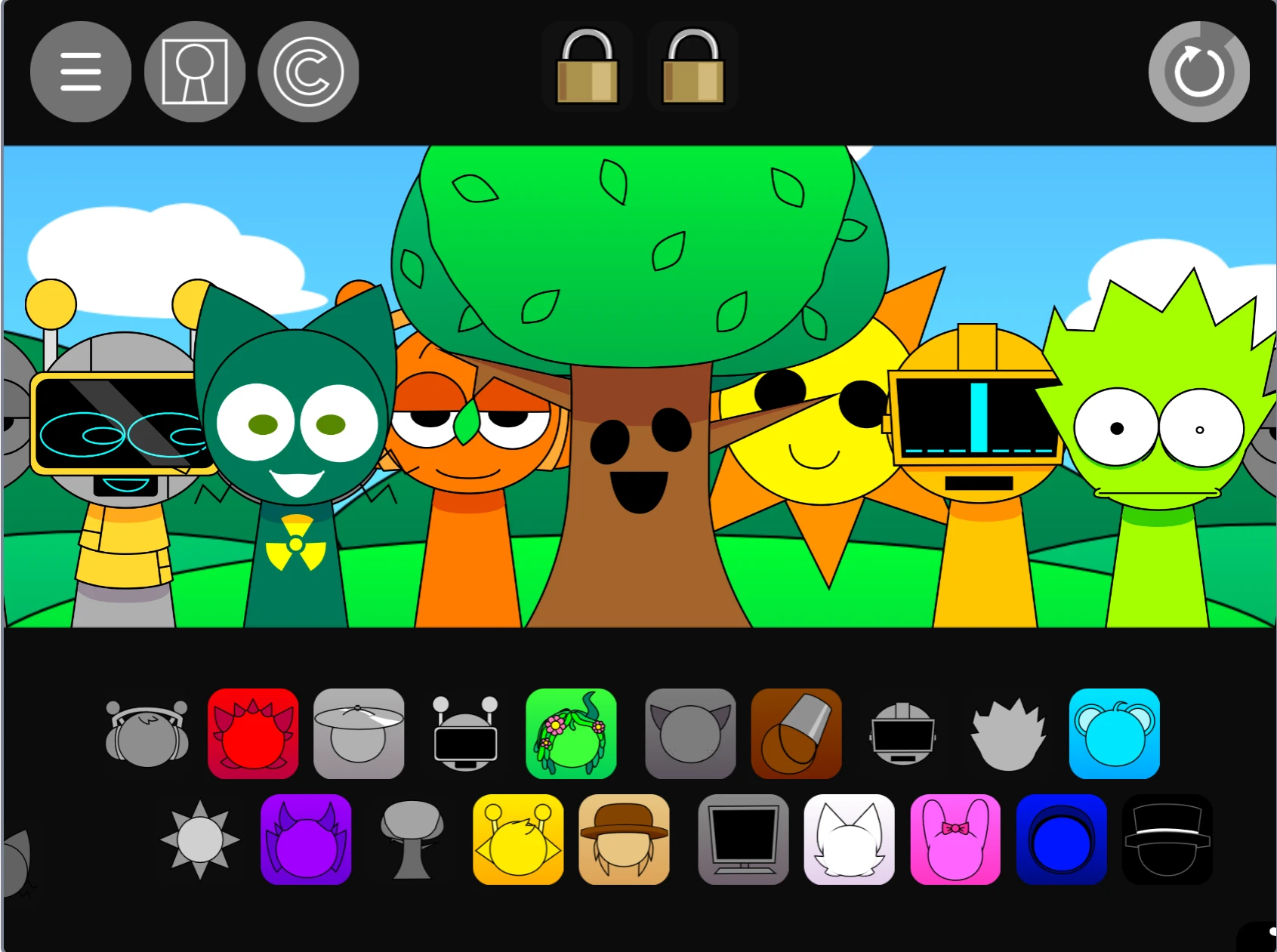 Sprunki Pyramixed 0.9 free download gameplay interface