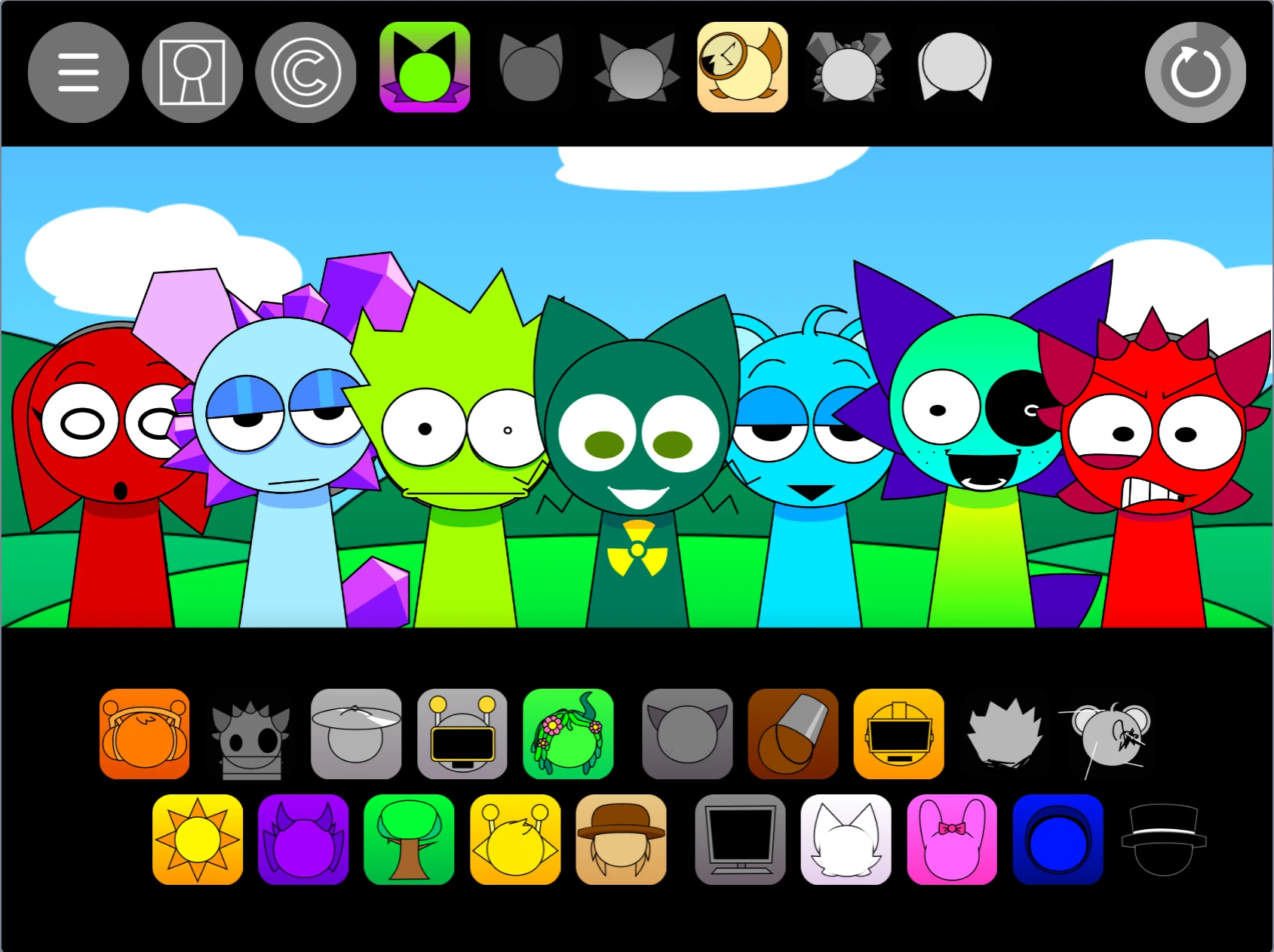 Sprunki Pyramixed 0.9 multiple characters playing together