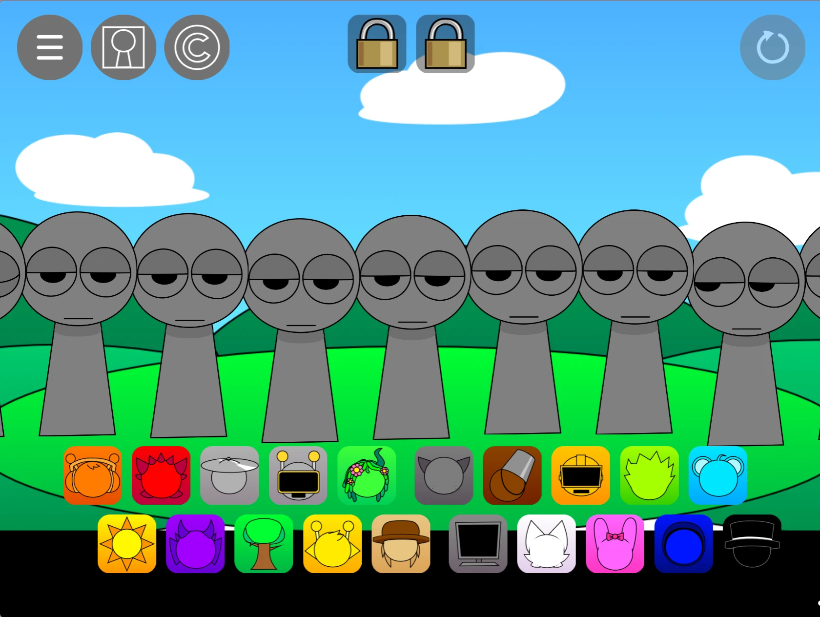 Sprunki Pyramixed 0.9 OC main gameplay screen