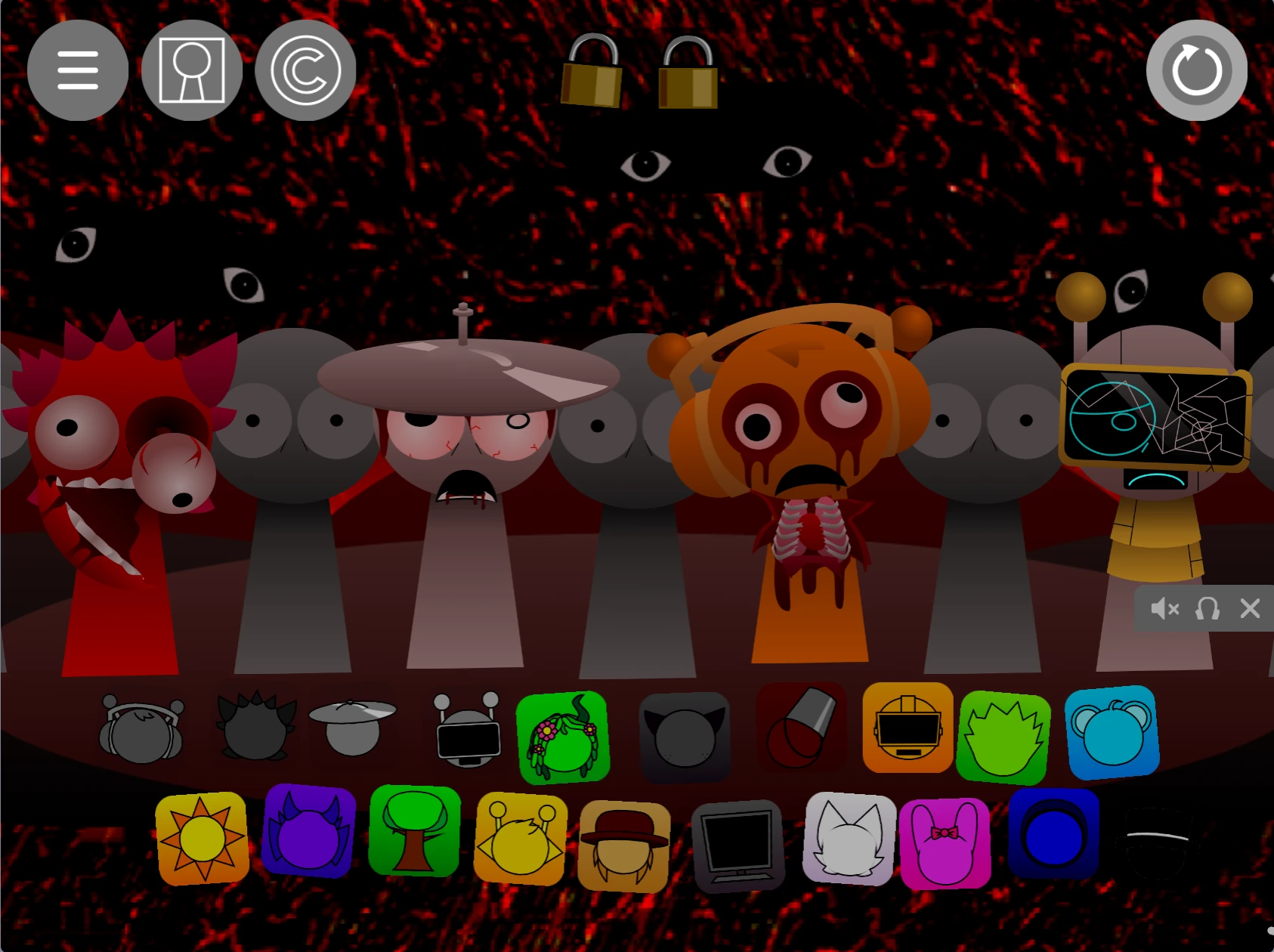 Music mixing board in Sprunki Pyramixed 0.9 OC